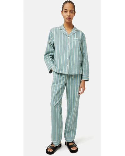 Jigsaw Brushed Twill Stripe Pyjamas - Green