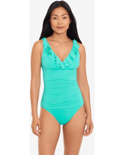 Ralph Lauren Lauren Ruffle Front Shaping Swimsuit - Green