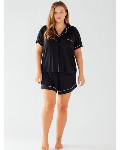 Chelsea Peers Curve Modal Short Shirt Pyjama Set - Black