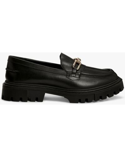John Lewis Glowing Leather Chunky Platform Loafers - Black