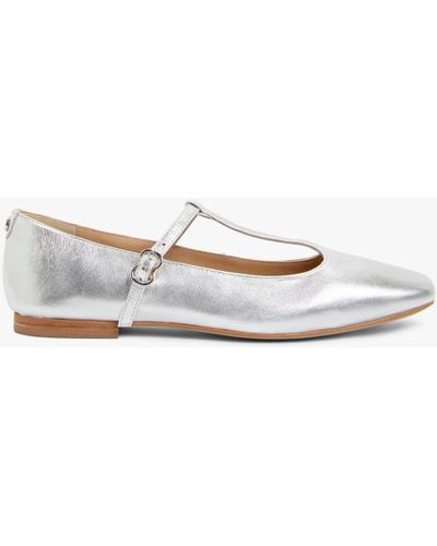 John Lewis Harrietta Leather T-bar Mary Jane Square Toe Ballerina Court Shoes - White