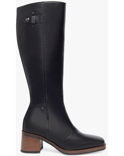 Nero Giardini Square Toe Block Heel Knee High Leather Boots - Black