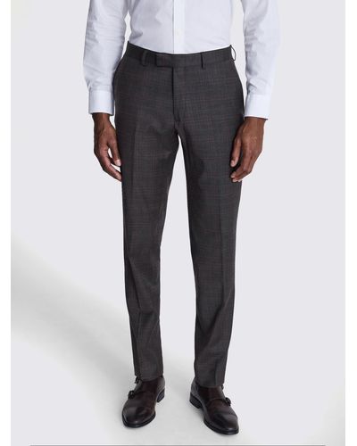 Moss Tailored Fit Check Performance Suit Trousers - Grey
