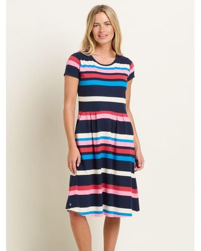Brakeburn Toni Stripe Knee Length Dress - Blue
