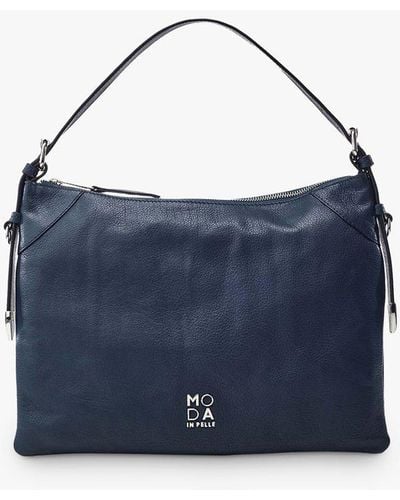 Moda In Pelle Jasmine Leather Shoulder Bag - Blue