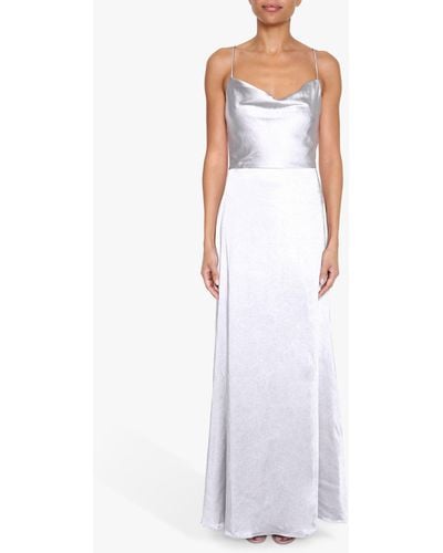 True Decadence The Vivian Cowl Neck Bias Cut Maxi Dress - White