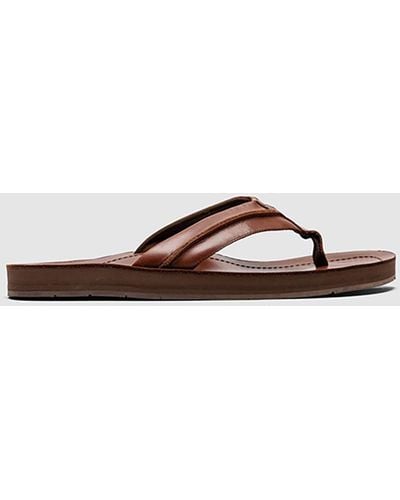 Rodd & Gunn Piha Leather T-bar Sandals - Brown