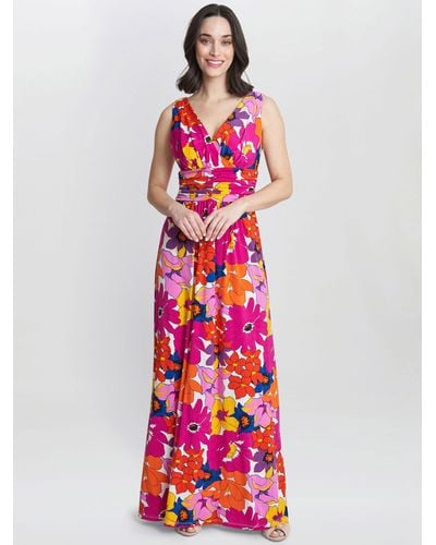 Gina Bacconi Jaime Bold Flower Print Jersey Maxi Dress - White
