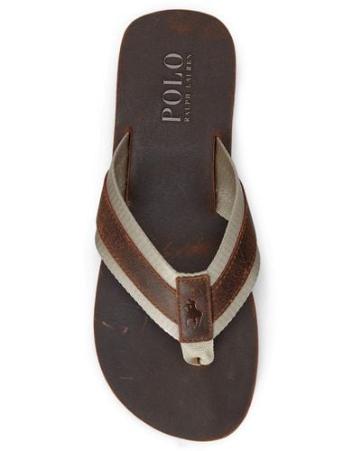 Ralph Lauren Polo Suede Leather Flip Flops - Brown