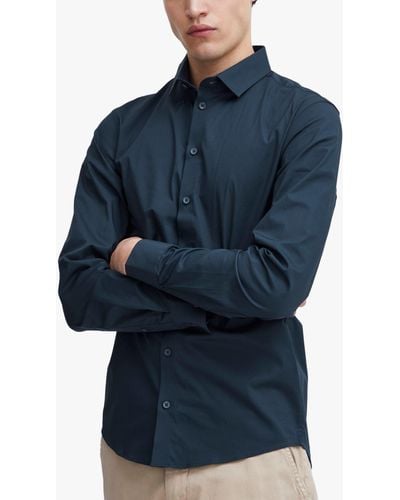 Casual Friday Palle Slim Fit Stretch Long Sleeve Shirt - Blue
