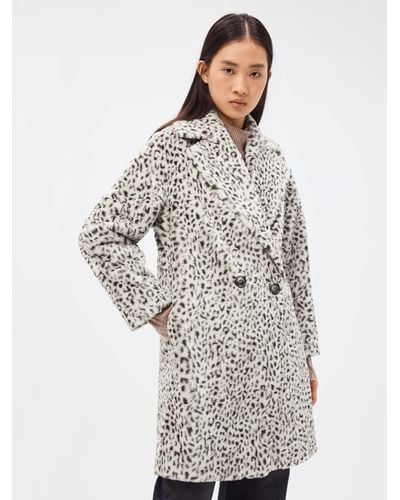 Helene Berman Isobel Leopard Print Overcoat - White