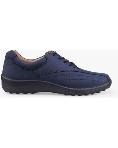Hotter Tone Ii Wide Fit Classic Nubuck Bowling Style Shoes - Blue