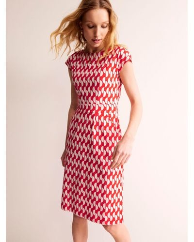 Boden Florrie Geometric Print Jersey Dress - Pink