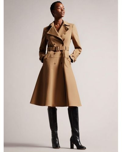 Ted Baker Mayiah Double Breasted Full Skirt Trench Coat - Natural