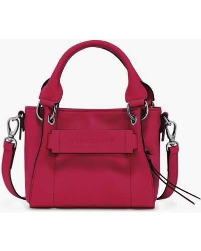 Longchamp 3d Mini Leather Crossbody Bag - Red