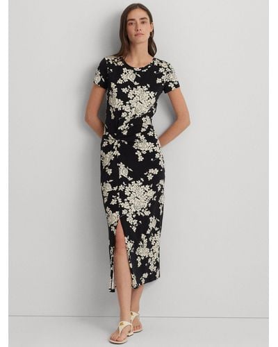 Ralph Lauren Lauren Syporah Floral Midi Dress - Black