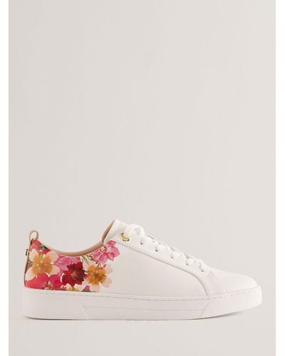 Ted Baker Alissn Floral Leather Cupsole Trainers - Pink