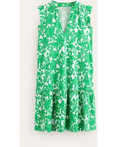 Boden Daisy Jersey Short Tier Dress - Green