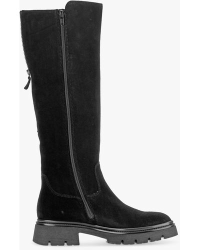 Gabor Match Suede Knee High Boots - Black