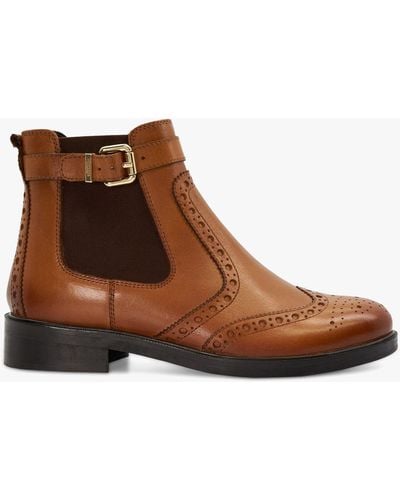 Dune Question Brogue-style Leather Ankle Boots - Brown