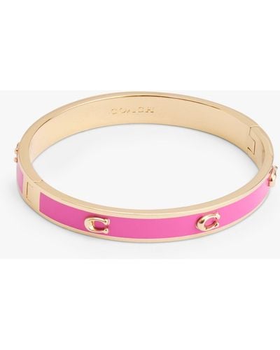 COACH Sculpted C Enamel Hinged Bangle - Pink