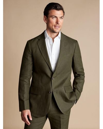Charles Tyrwhitt Linen Slim Fit Blazer - Green