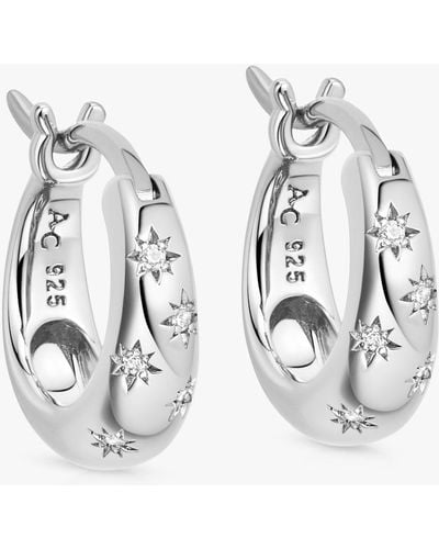 Astley Clarke Celestial North Star White Sapphire Huggie Hoop Earrings - Metallic
