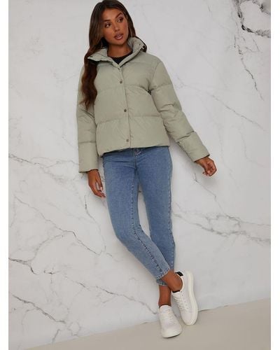 Chi Chi London Cropped Padded Puffer Jacket - Green