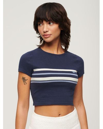 Superdry Vintage Stripe Crop T-shirt - Blue