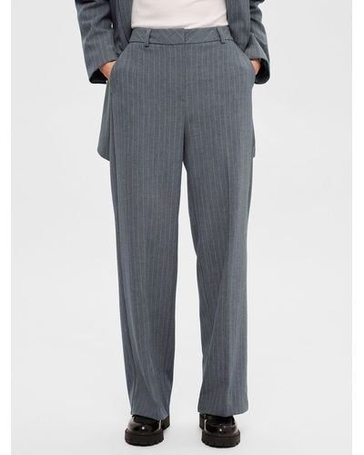 SELECTED Pinstripe Trousers - Blue