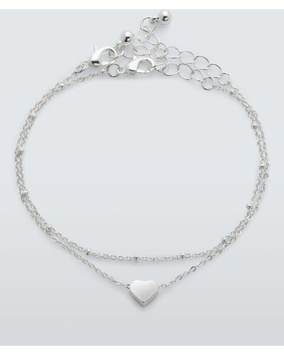 John Lewis Heart Bead Chain Bracelet - White