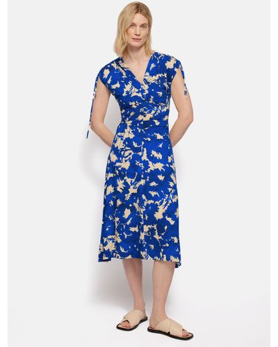 Jigsaw Peony Abstract Print Midi Dress - Blue