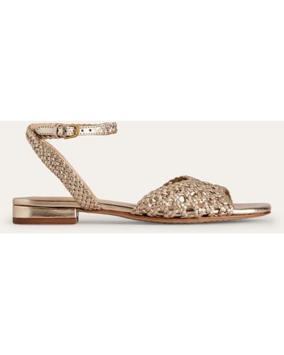 Boden Woven Leather Flat Sandals - Natural