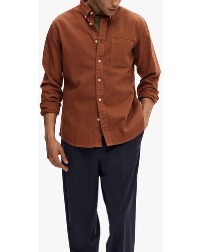 SELECTED Long Sleeve Denim Shirt - Brown