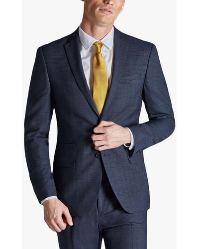 Ted Baker Ara Slim Fit Textured Check Wool Blend Suit Jacket - Blue