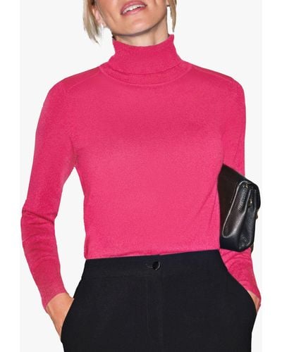 Pure Collection Cashmere Roll Neck Jumper - Pink