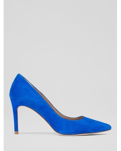 LK Bennett Floret Suede Pointed Toe Court Shoes - Blue
