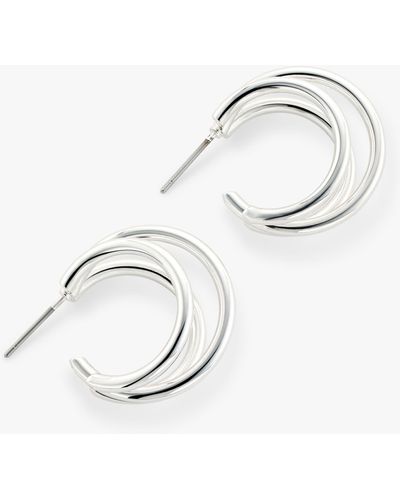 John Lewis Polished Triple Hoop Earrings - White