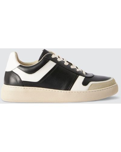 John Lewis Flynne Leather Collegiate Cupsole Trainers - Black