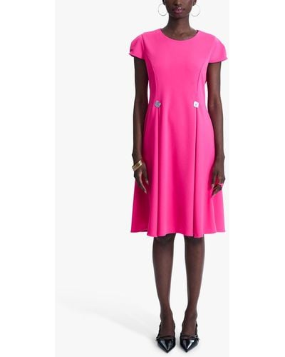 James Lakeland Button Tuck Cap Sleeve Dress - Pink