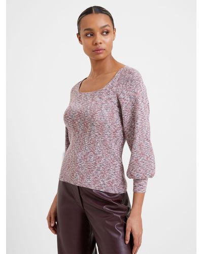 Great Plains Autumn Marl Knit Sqaure Neck Jumper - Purple