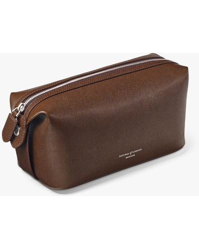 Aspinal of London Mount Street Saffiano Leather Wash Bag - Brown