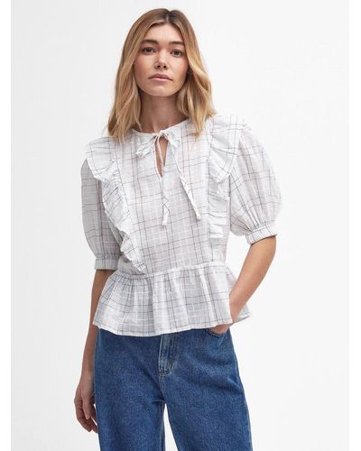 Barbour Kayleigh Check Blouse - White