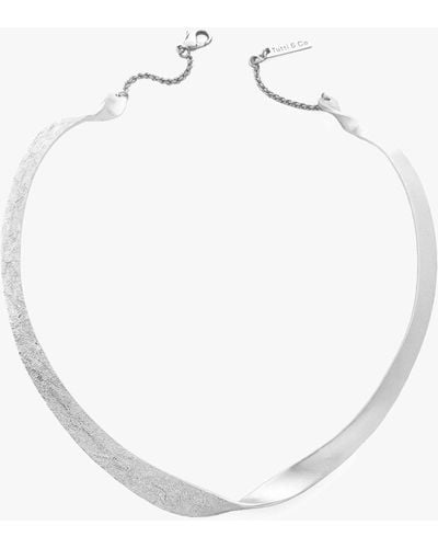 Tutti & Co Praise Textured Twist Collar Necklace - White