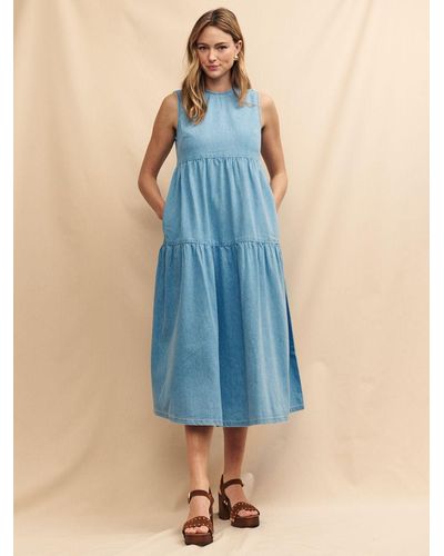 Nobody's Child Sleeveless Denim Midi Dress - Blue