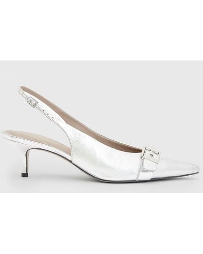 AllSaints Selina Leather Slingback Shoes - White
