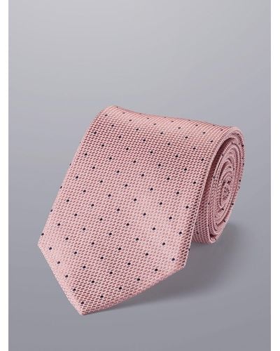 Charles Tyrwhitt Spot Print Stain Resistant Silk Tie - Pink