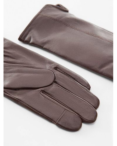 Mango Ofelia Leather Gloves - Brown