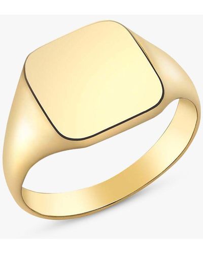 Ib&b Personalised 9ct Gold Square Signet Ring - Metallic