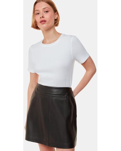 Whistles Leather A Line Skirt - White